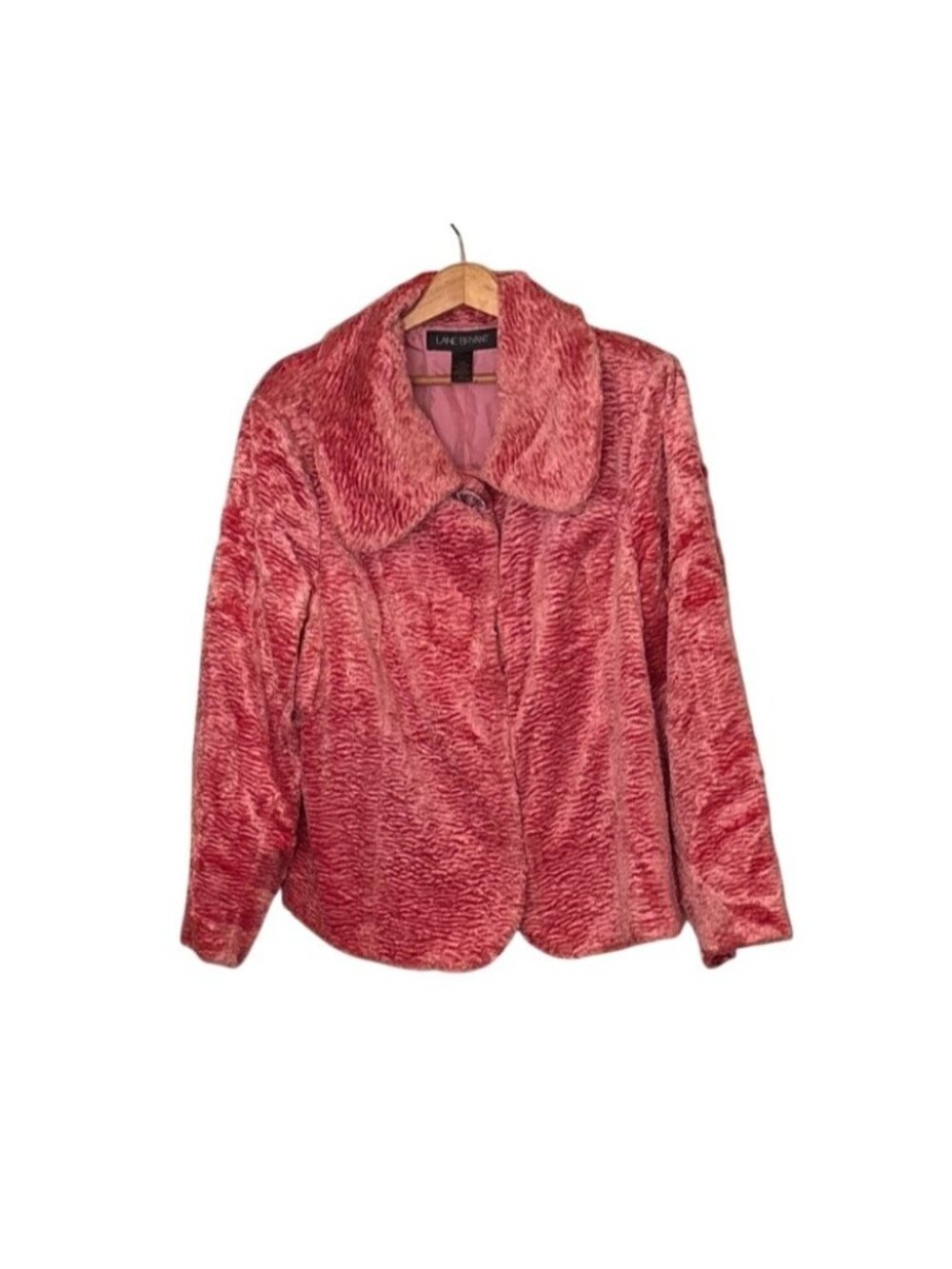 VTG Lane Bryant Pink Faux Fur Coat Glam Mob Wife Soft Jacket Barbiecore 18/20